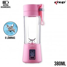 Mini Liquidificador 6 Lâminas Recarregável USB KP-TA01 Knup - Rosa